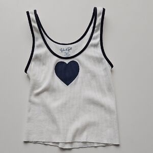 Brandy Melville White Heart Tank Top